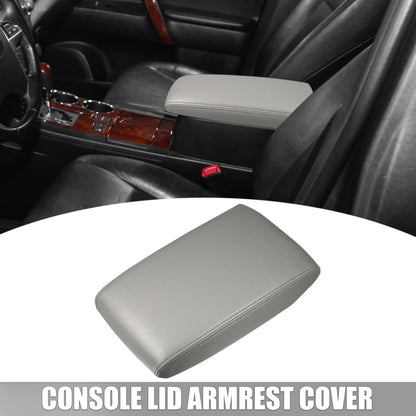 Center Console Lid Armrest Cover for Toyota Highlander (2014–2019) Gray Faux Leather