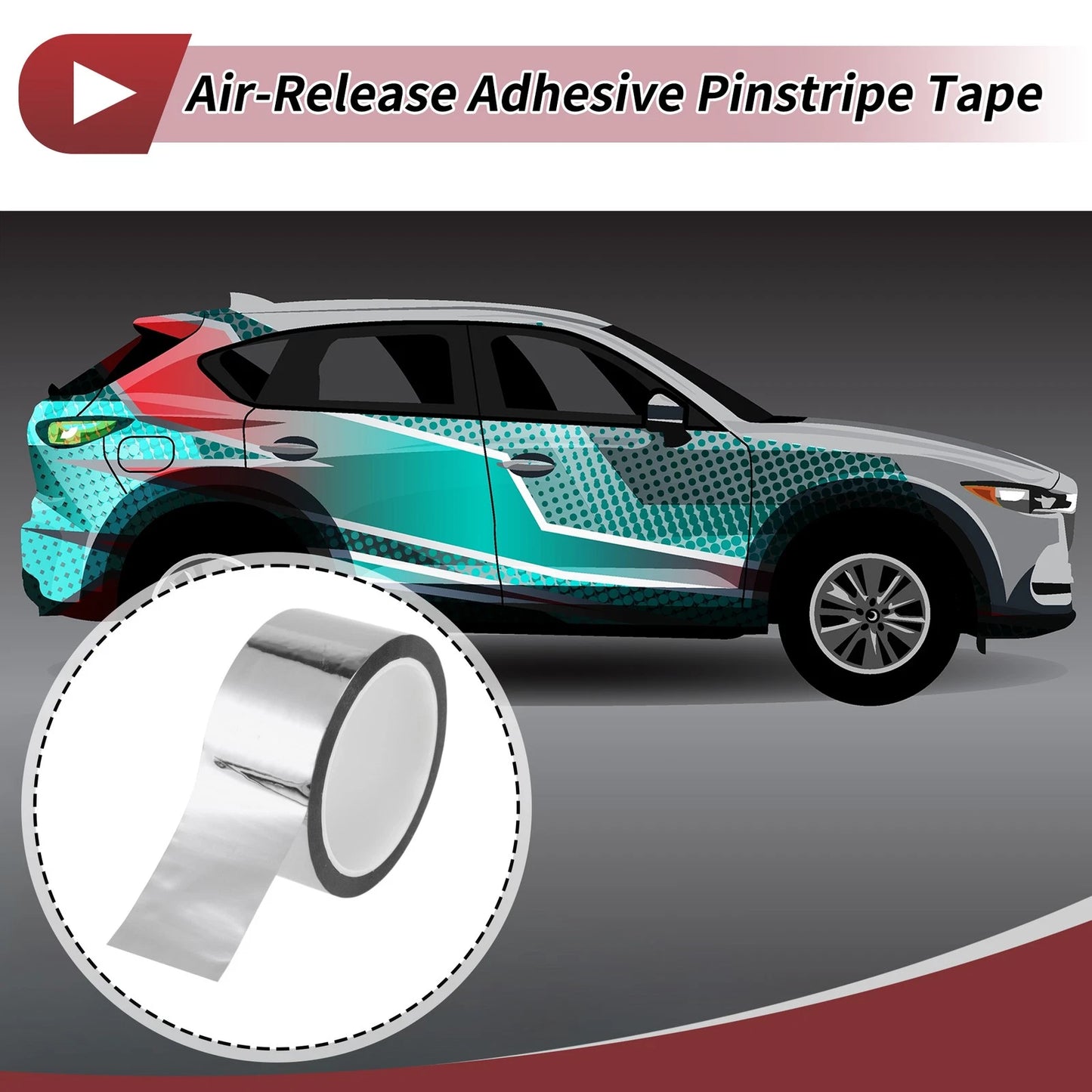 Pinstripe Tape 45mmx50m for Car Motorcycle Boat Silver Tone (1 Pcs)