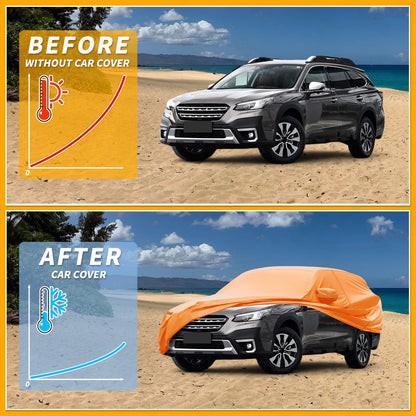Waterproof Car Cover for Subaru Outback (All Weather, Orange, Zipper)