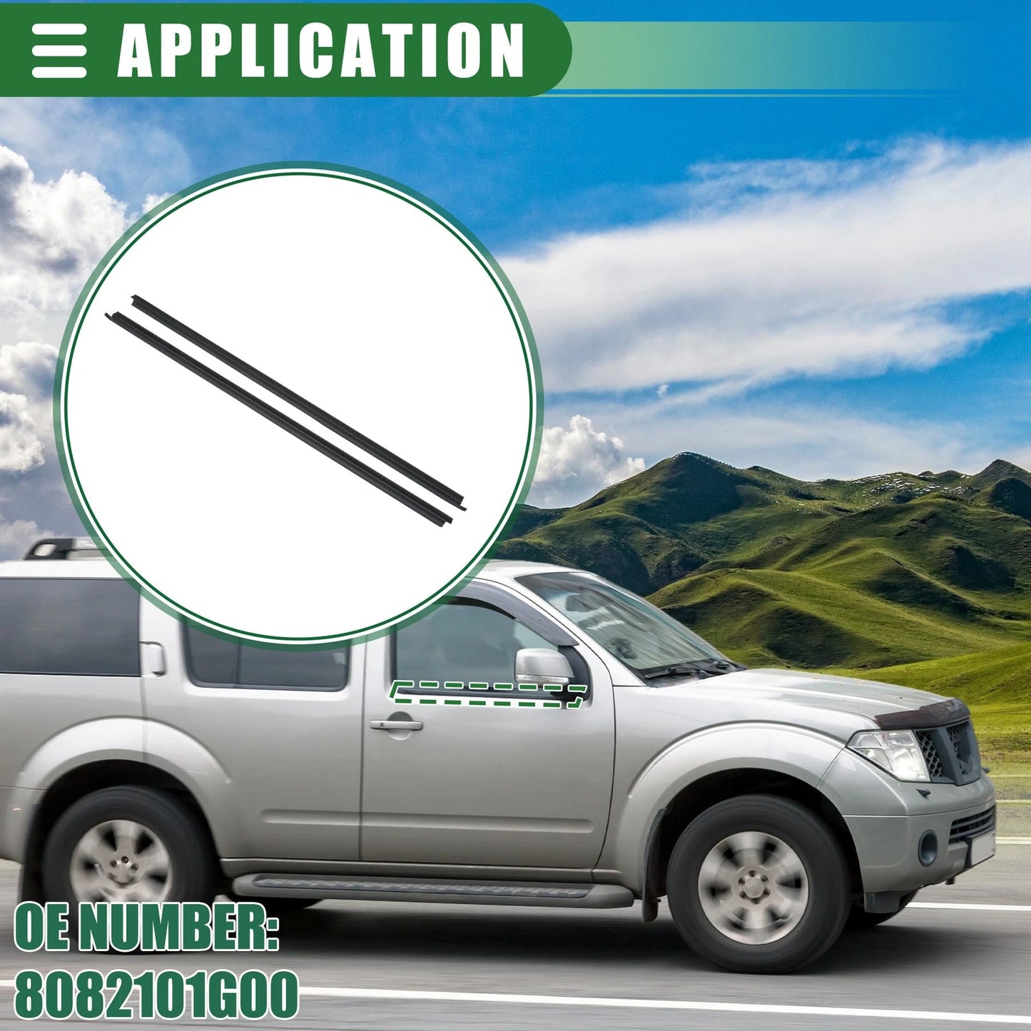 Set of 1 Window Weatherstrip Trim Seal Belt for Nissan (8082101G00)