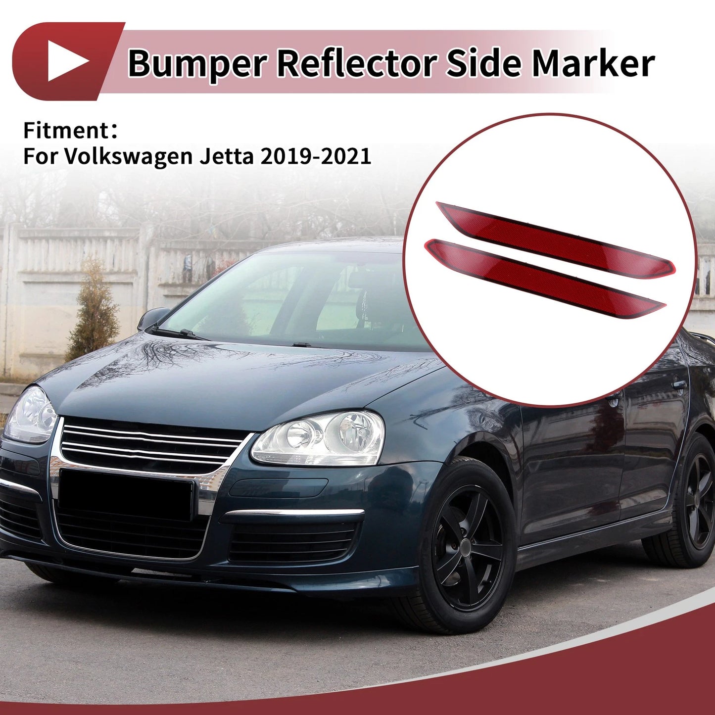 1 Pair Rear Bumper Reflectors for Volkswagen Jetta (No. 17A945105)