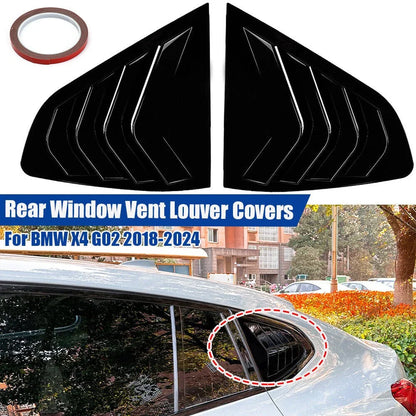 Gloss Black Rear Window Quarter Louvers Covers for BMW X4 (2018–2024)