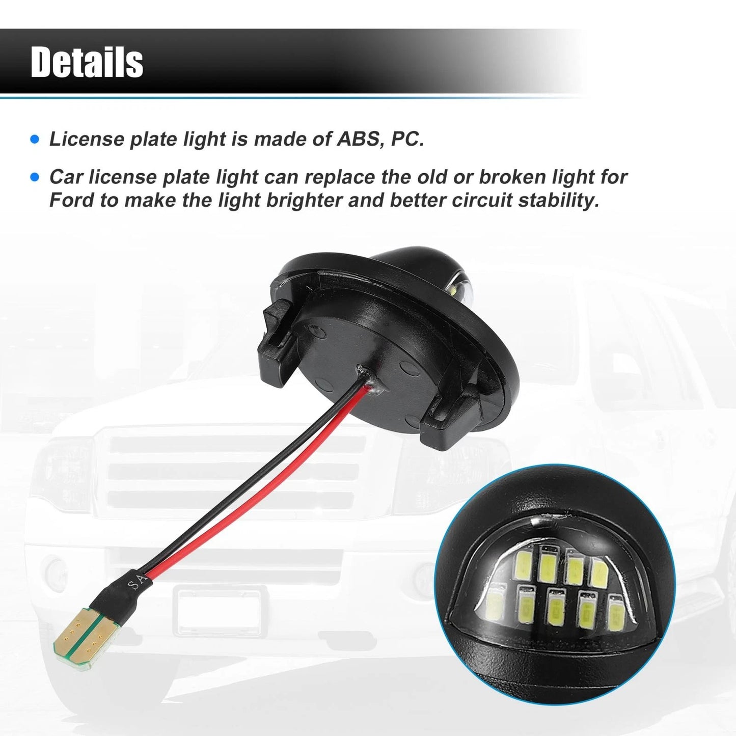 2X LED License Plate Light Tag Lamp Assembly for Ford F150 F250 F350