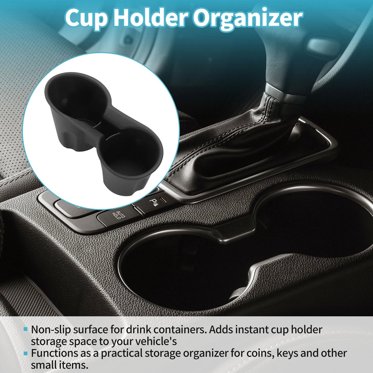 Center Console Cup Holder Organizer for Subaru Crosstrek (2024–2025) TPE Black