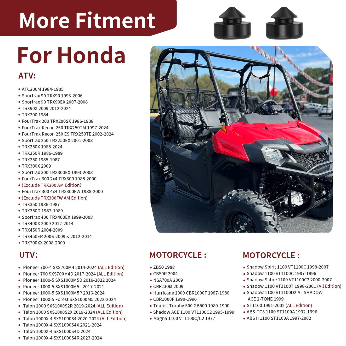 Rubber Seat Cushion for Honda Pioneer 700/700-4/1000-5/Talon 1000X (2014–2023)