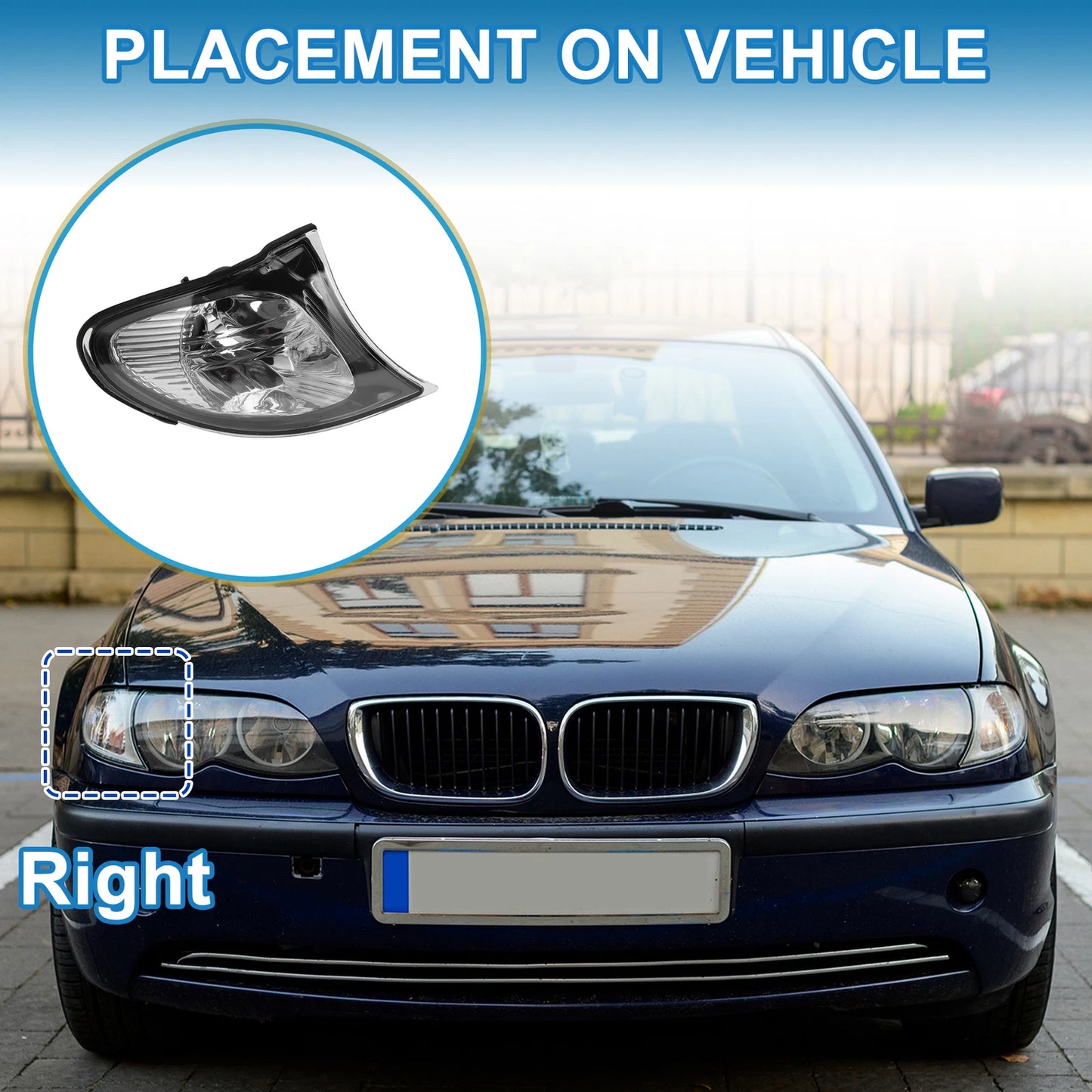 1 Pc Right Corner Signal Light Cover for BMW 3 Series (2002–2005) No. 63137165860