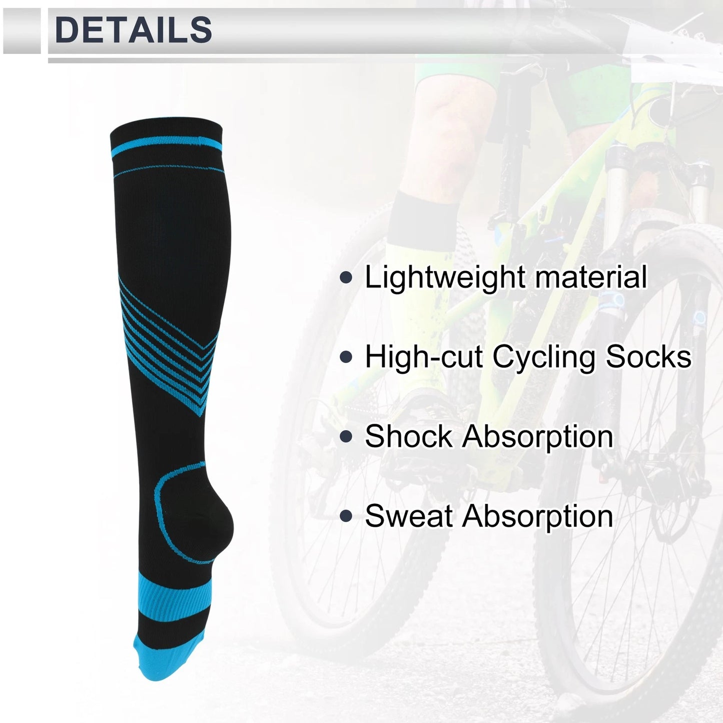 Cycling Socks Size L High-cut Shock Absorption Breathable - Blue