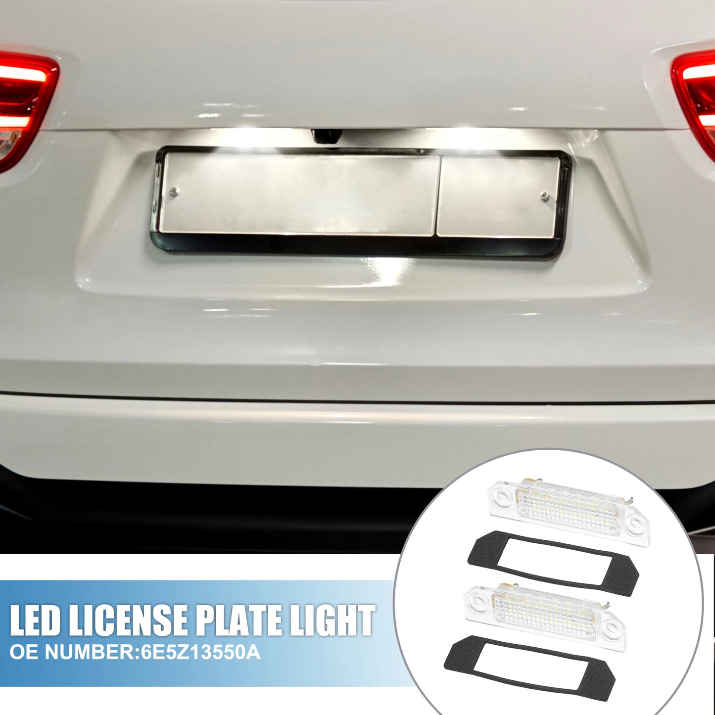 2X LED License Plate Light No. 6E5Z13550A for Ford Fusion (2006–2012)