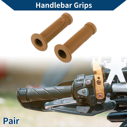 7/8" Rubber Hand Grips for Motorcycle (Light Brown)