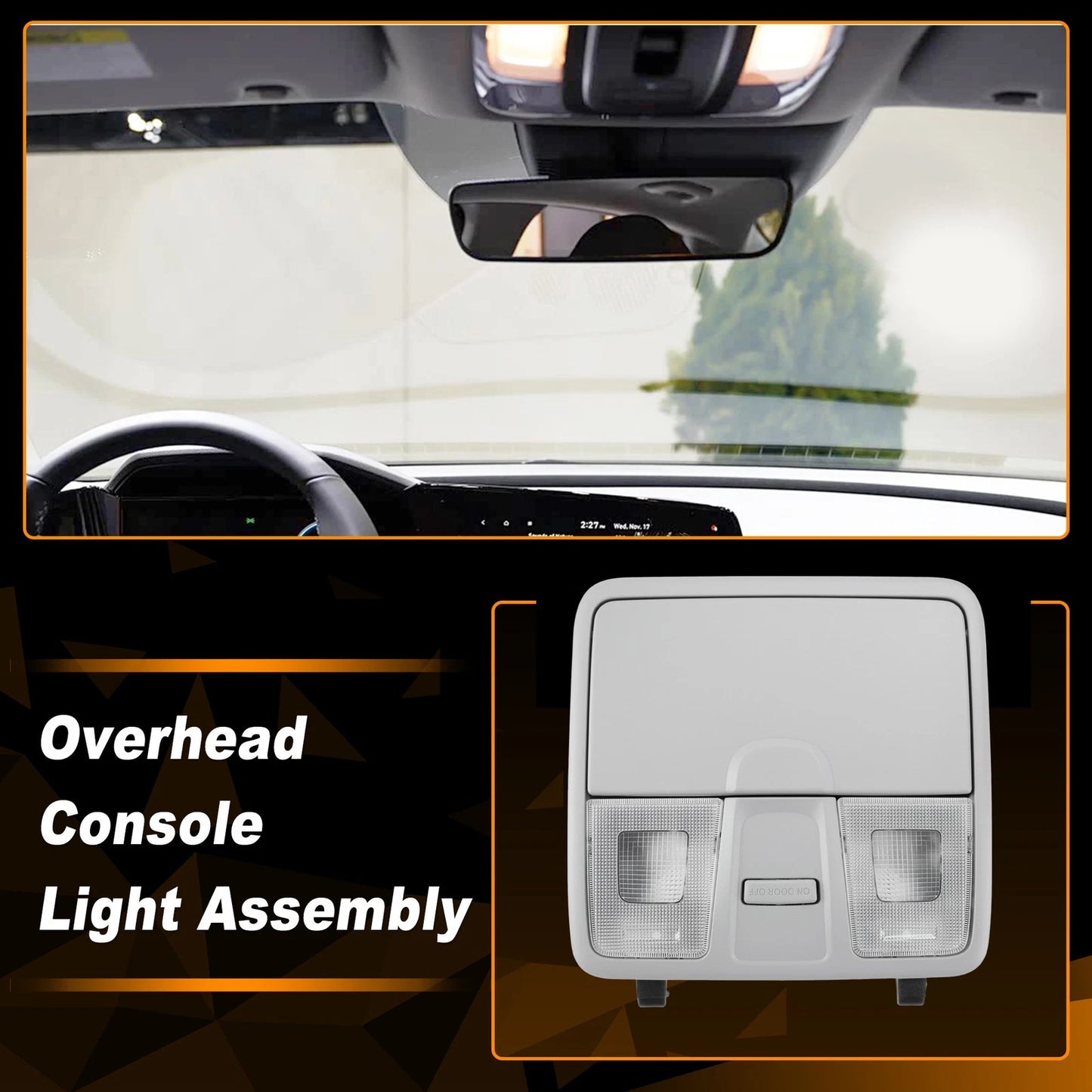 Dome Light Overhead Console Assembly for Hyundai Elantra (2013–2016) Gray