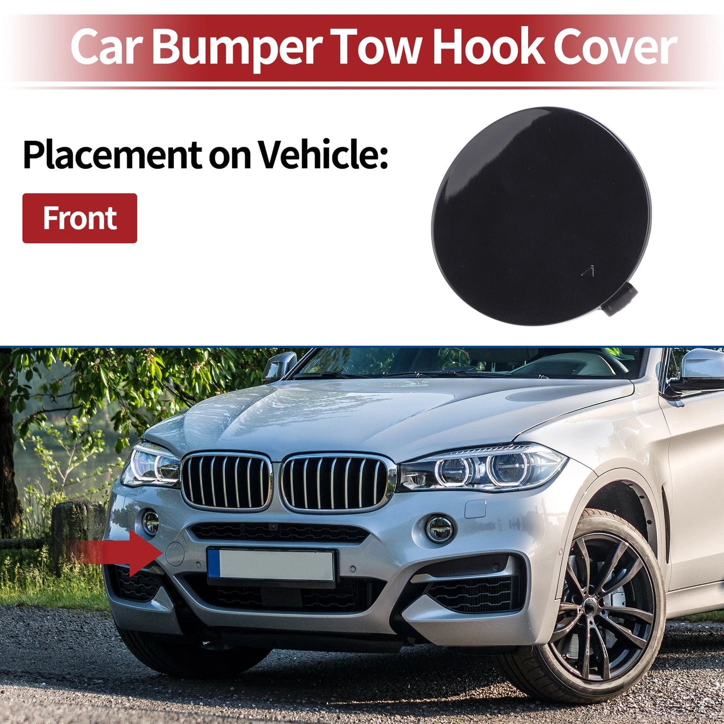 Tow Hook Cover for BMW X6 F16 M (2015–2019) No. 51118065933 Black