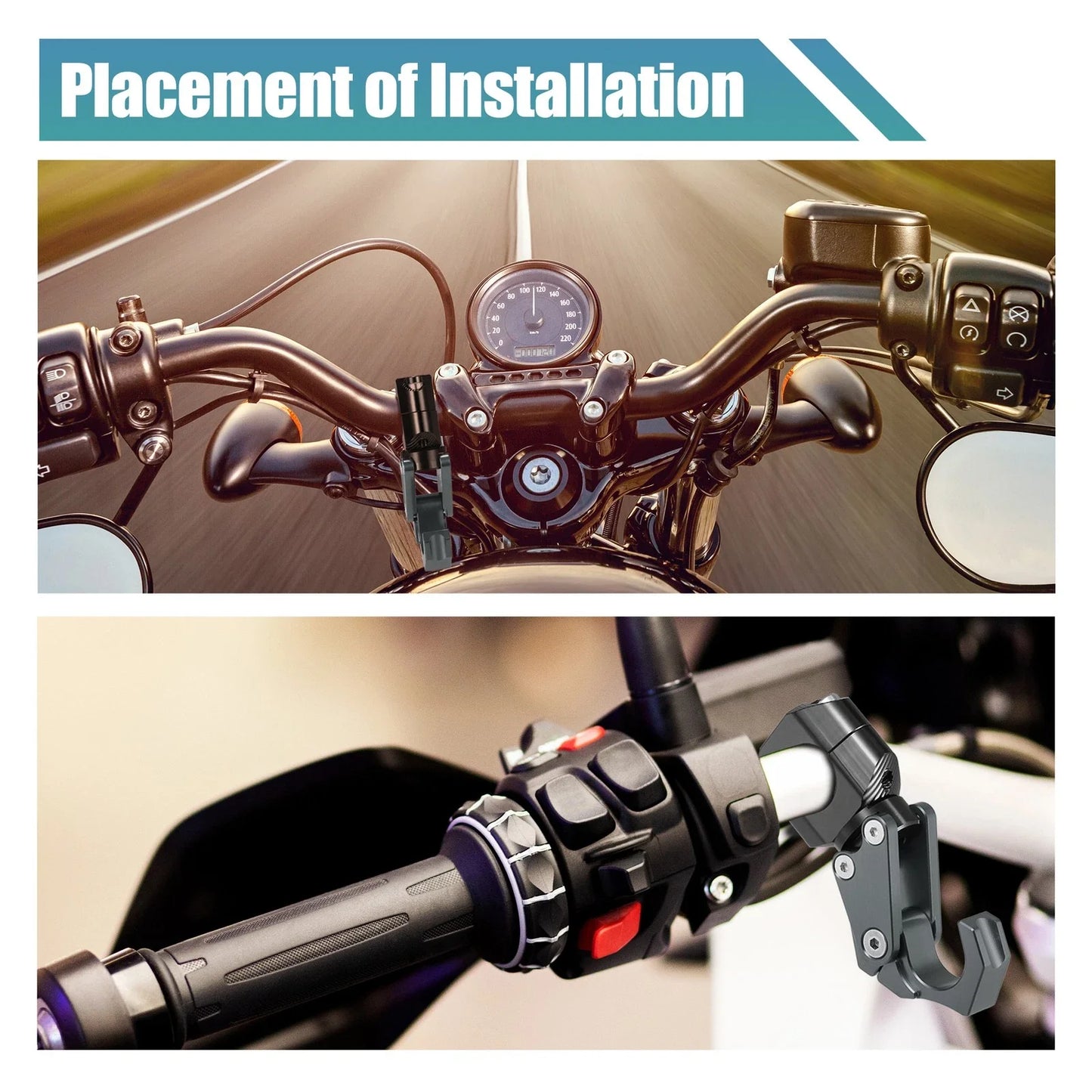 Motorcycle Handlebar Hook Set for Honda ADV150 Aluminum Alloy Titanium Tone