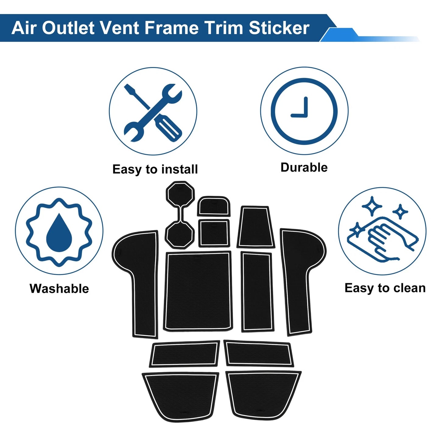 Set of 12 Non-Slip Mats for VW Polo MK6 (2018–2024) PVC White