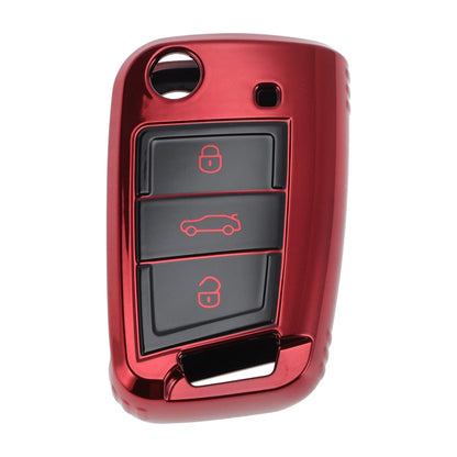 Car Key Case for VW Golf 7 Mk7 Tiguan Touran T-Roc T-Cross Polo (2013–2023) - 3 Buttons