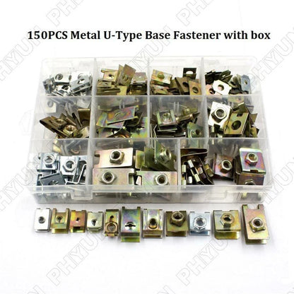 150Pcs Metal U-Type Fastener Clips for Car Body Panel Bumper Retainers