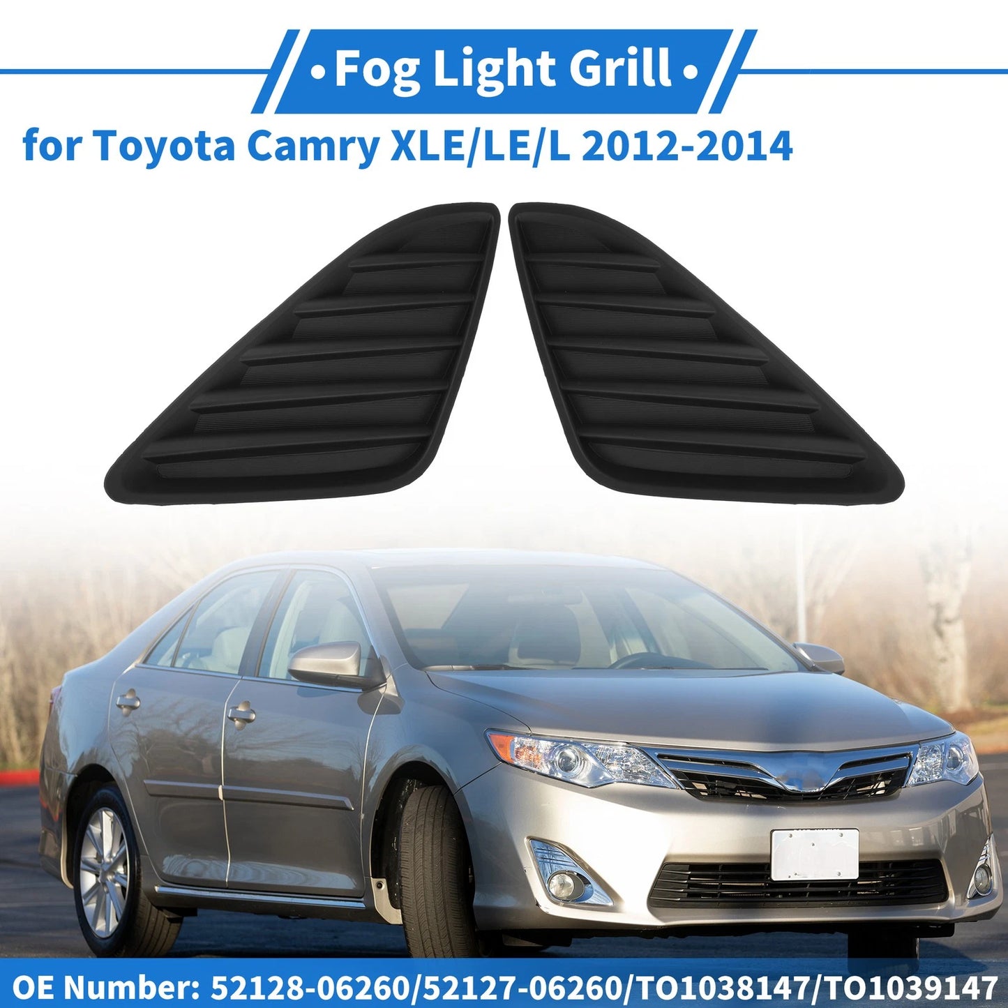 Set of 2 Fog Light Grilles No. 52128-06260 for Toyota Camry