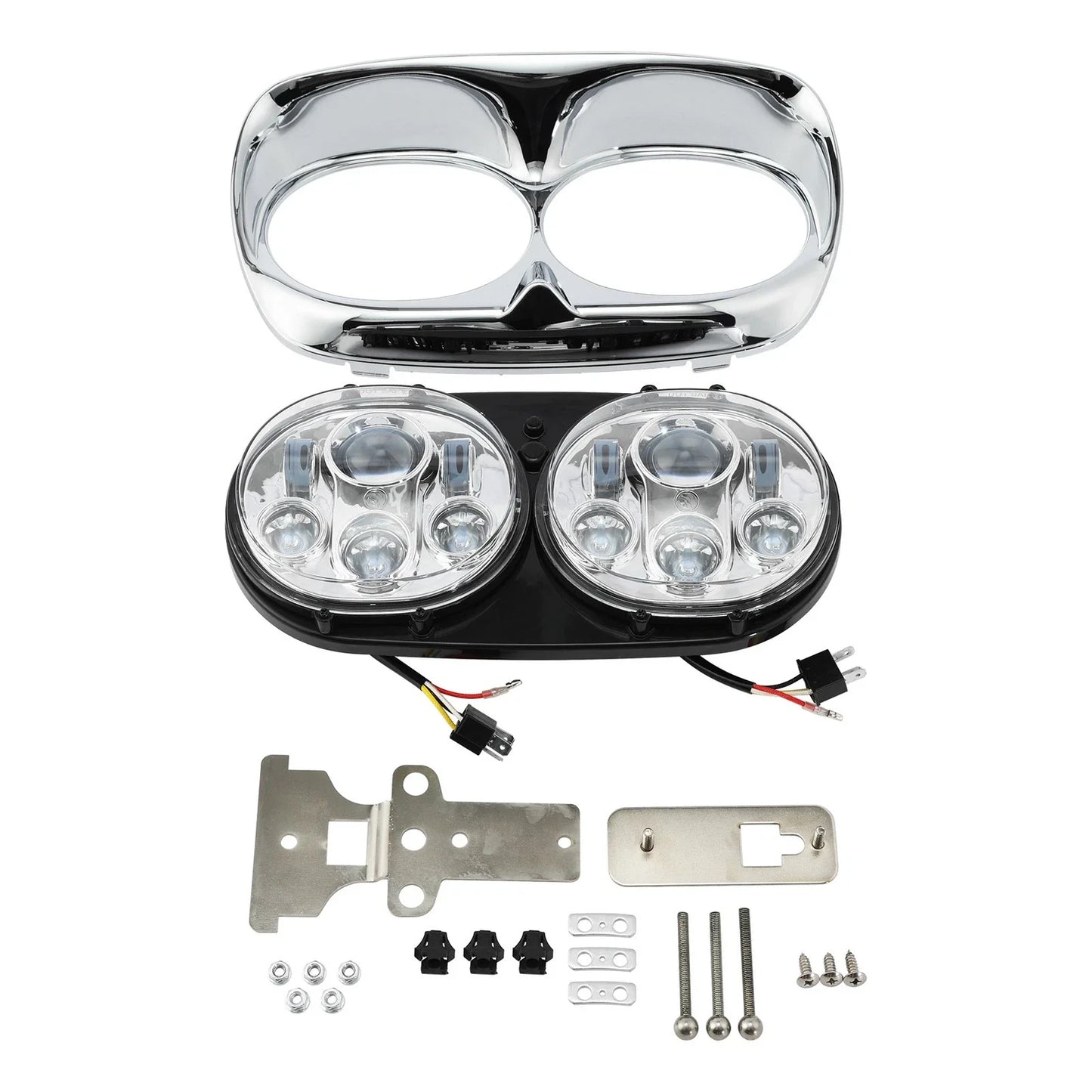 Chrome 5 3/4" Dual Headlight Lamp for Harley Road Glide (1998-2013)