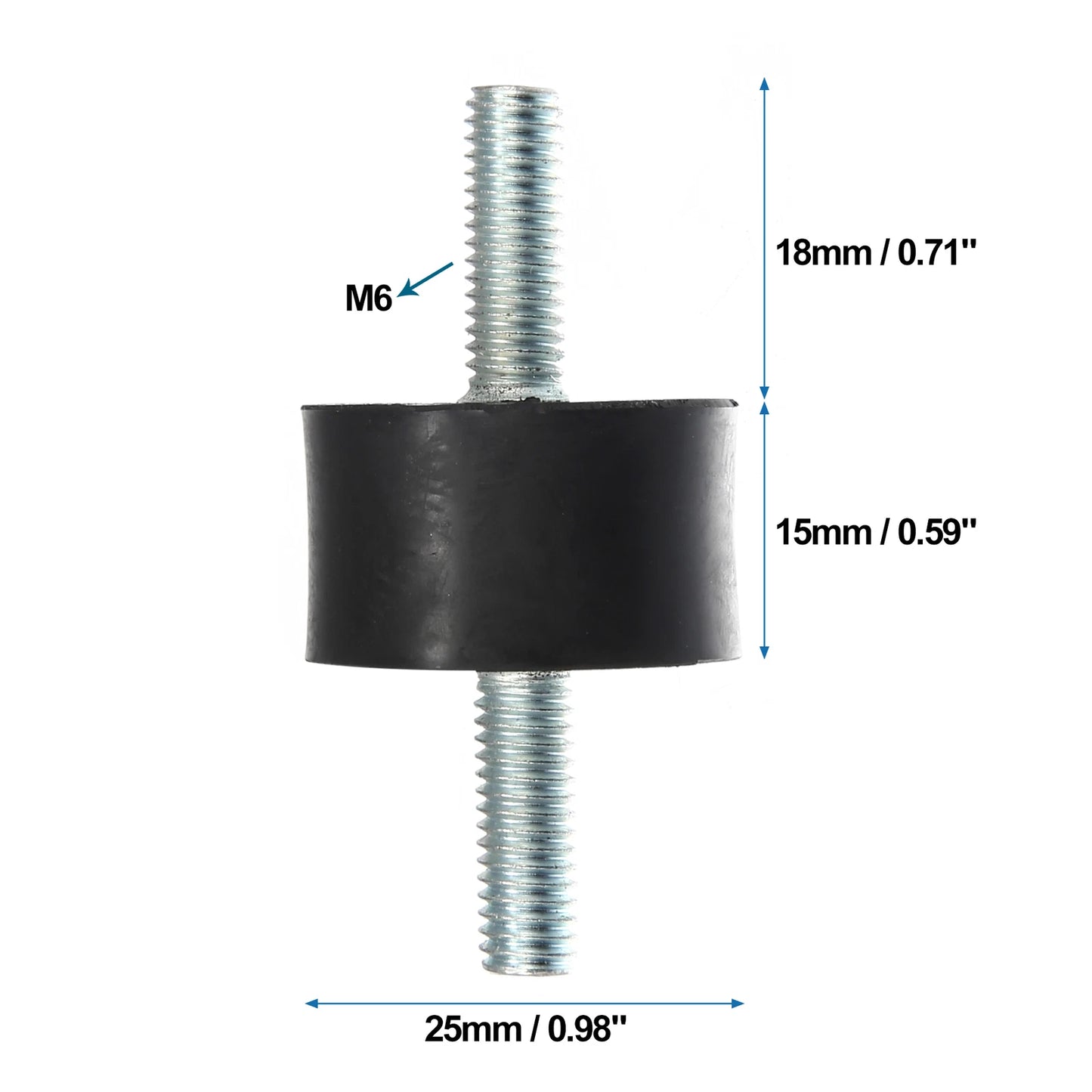 Set of 4 M6 Anti Vibration Rubber Isolator Dampers 25x15mm