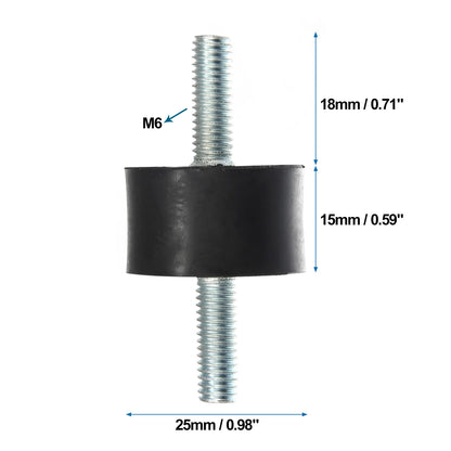 Set of 4 M6 Anti Vibration Rubber Isolator Dampers 25x15mm