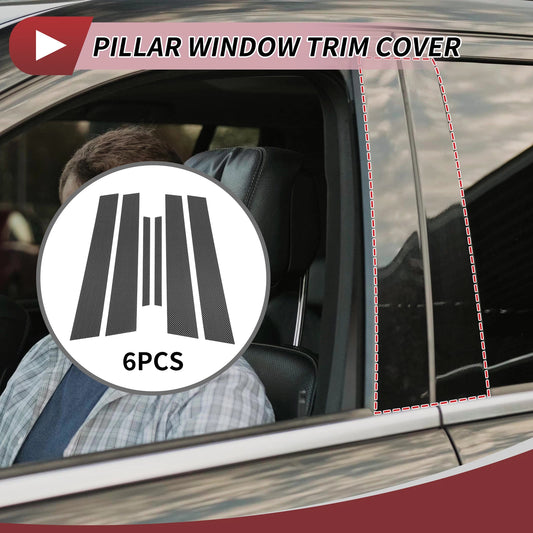 6 Pcs Door Pillar Window Trim for Nissan Maxima (2009–2015) Carbon Fiber