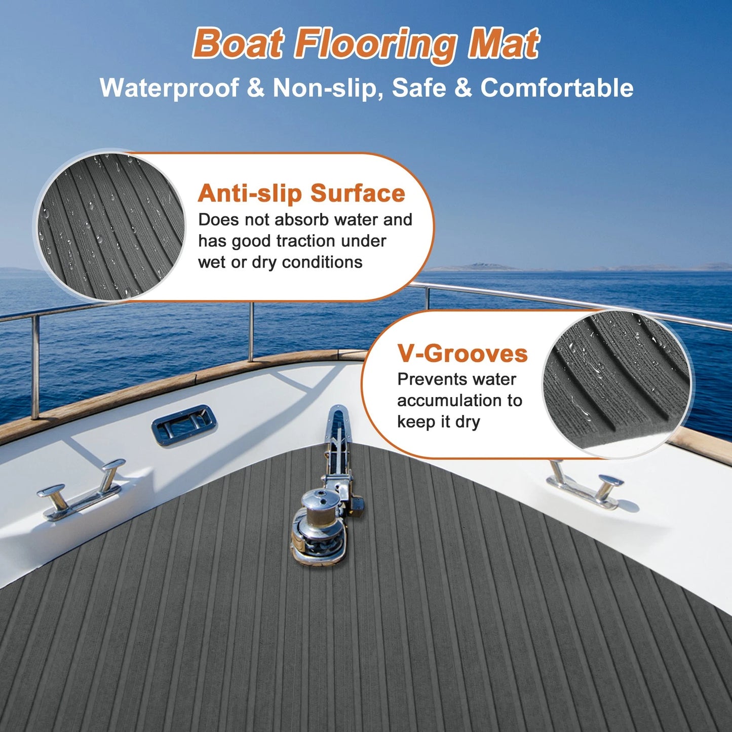 Self-Adhesive Boat Flooring Strip for Various Models (96.06"L x 39.37"W)