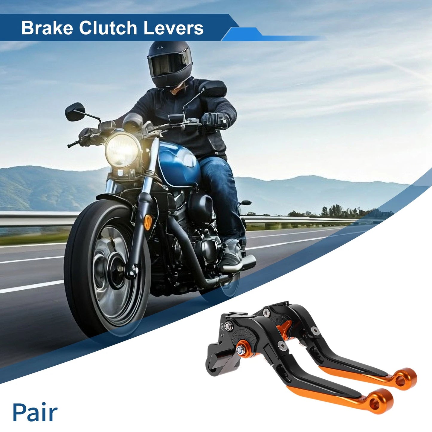 Adjustable Brake Clutch Lever for Kawasaki Ninja 650R (2006–2018) Black Orange