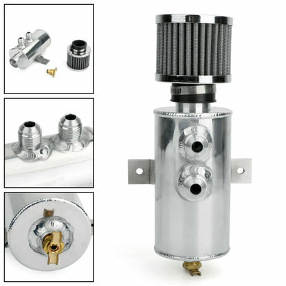 2X -10AN AN10 Inlet Outlet Port Alloy Baffled Oil Catch Can