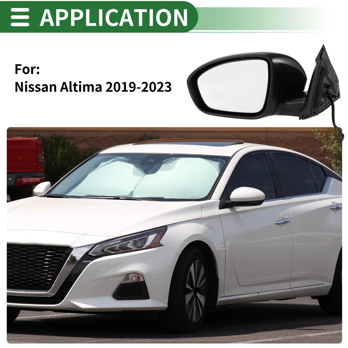 Left Side Door Mirror for Nissan Altima (2019–2023) Manual Folding Black
