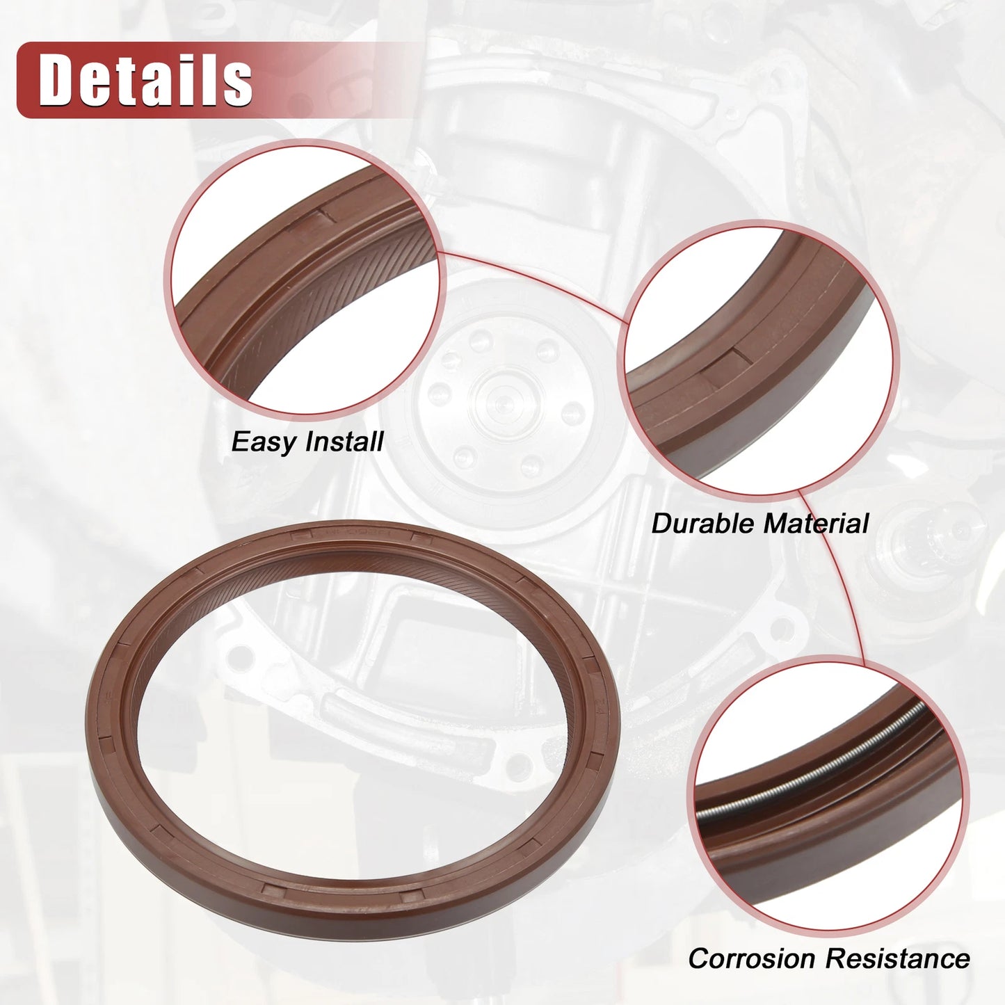 2X Engine Crankshaft Seal No. 90311-92009 for Lexus ES350 (2007–2023) Rubber