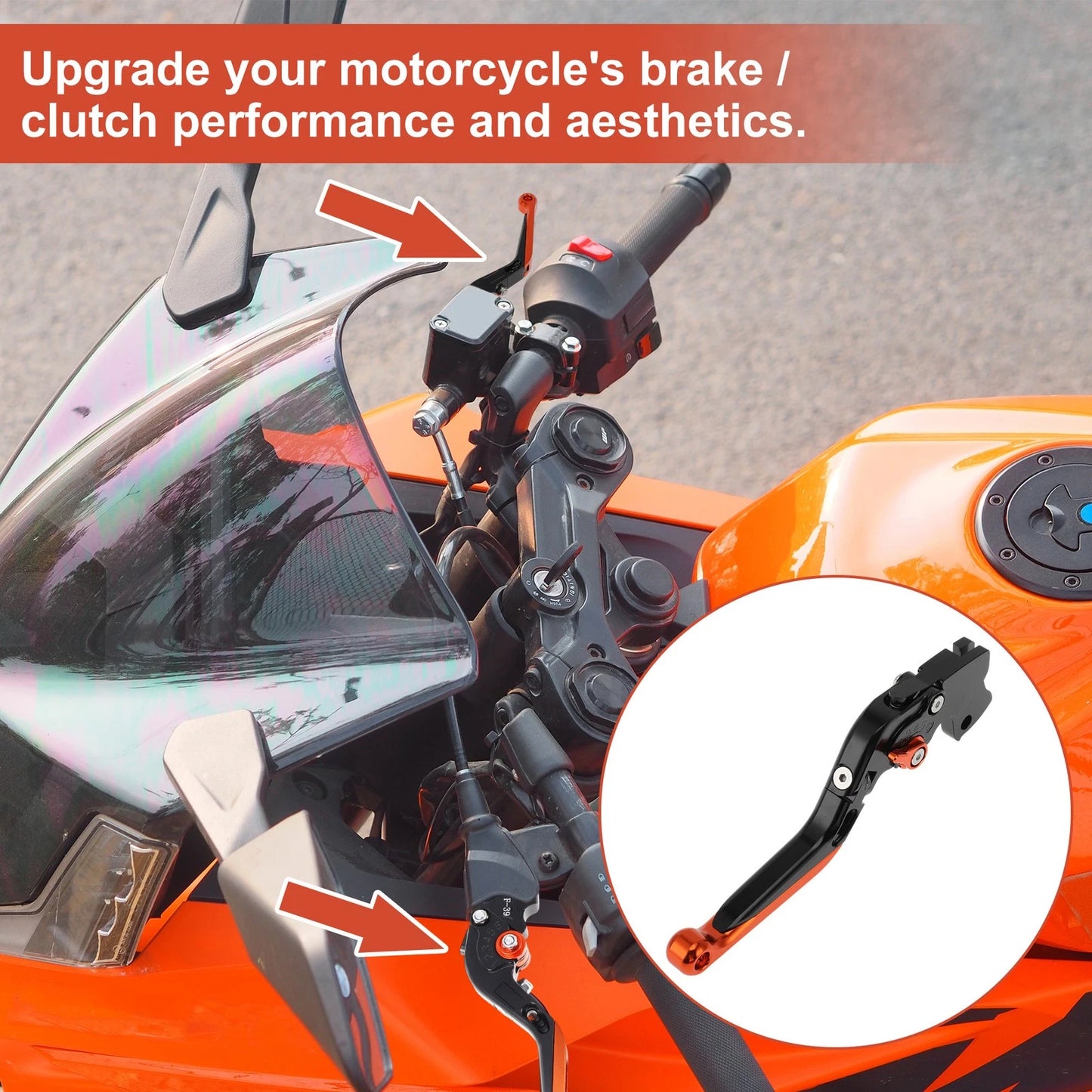 Brake Clutch Levers for KTM RC125 RC200 RC390 DUKE125 (Orange)