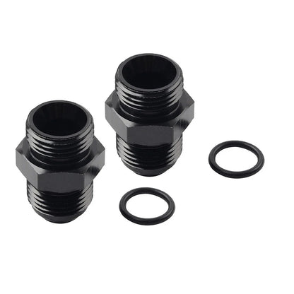 Black Aluminum AN8 Flare to 8AN ORB Male Fitting Adapter w/ O-Rings