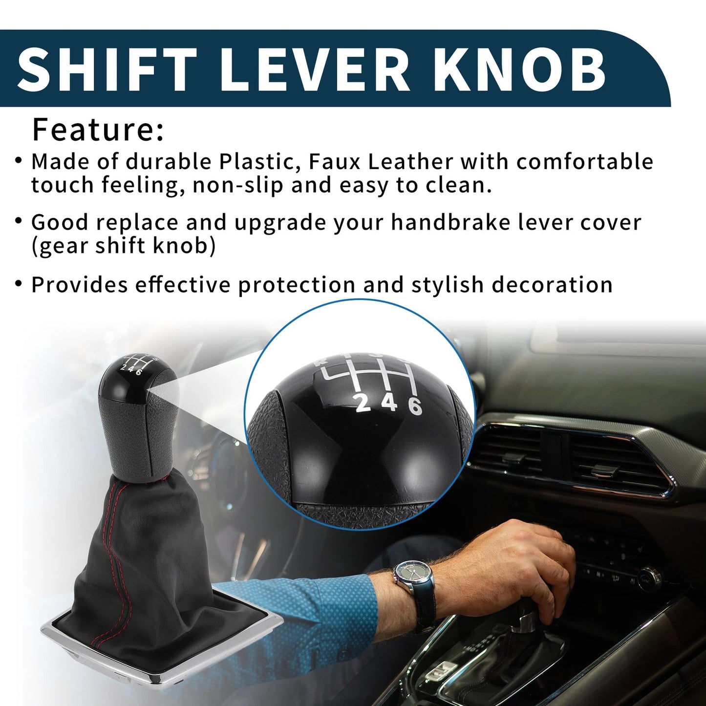6 Speed Manual Gear Shift Knob with Cover for Ford Focus (2012–2018)