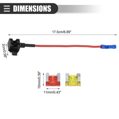 Circuit 12V Low Profile Mini Fuse Tap for Universal Use (Set of 2)