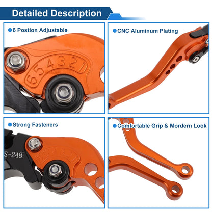 Adjustable Short Brake Clutch Levers for Suzuki GSR750/GSX-S750 (2011–2021) Orange