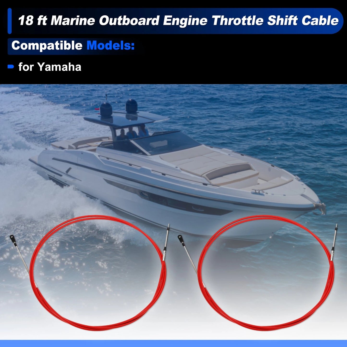 2 pcs Throttle Shift Control Cable for Yamaha Boat (18 ft)