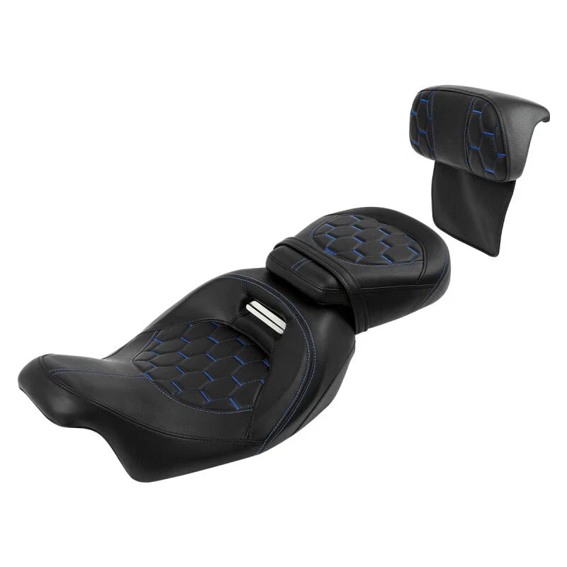 Driver Passenger Seat Backrest for Harley Street Glide (2014-2023) Blue Stitch