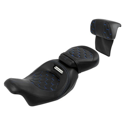 Driver Passenger Seat Backrest for Harley Street Glide (2014-2023) Blue Stitch