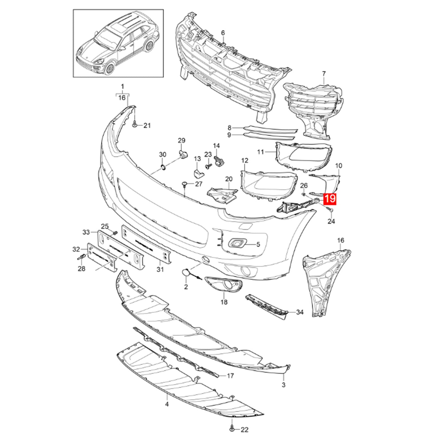 Front Bumper Upper Clip Bracket for Porsche Cayenne (2015–2017)