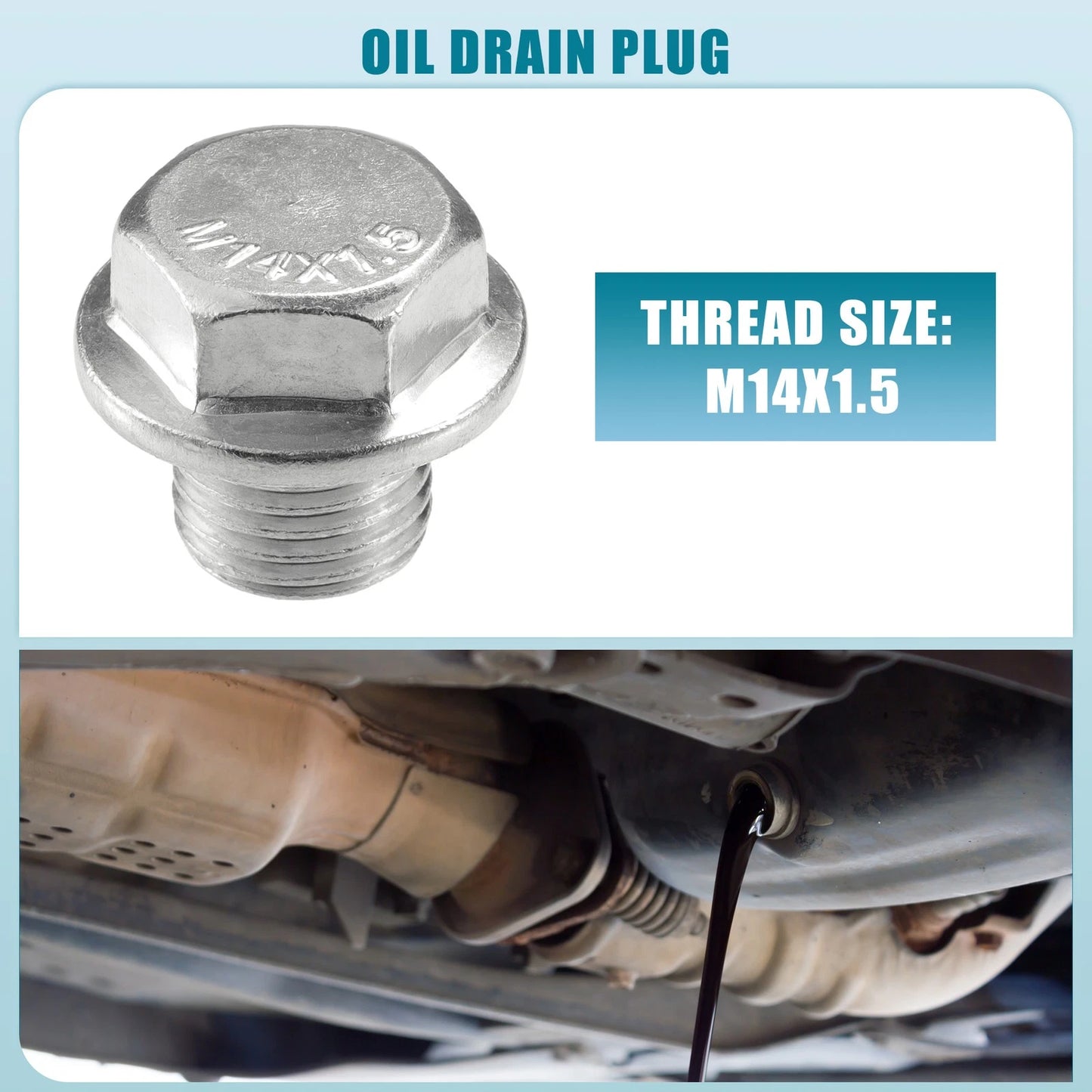Set of 10 Universal Car Oil Drain Plug with Gasket M14x1.5