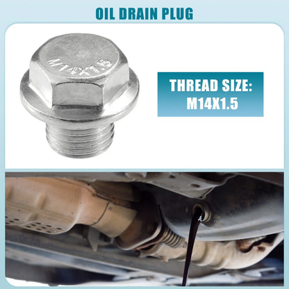 Set of 10 Universal Car Oil Drain Plug with Gasket M14x1.5