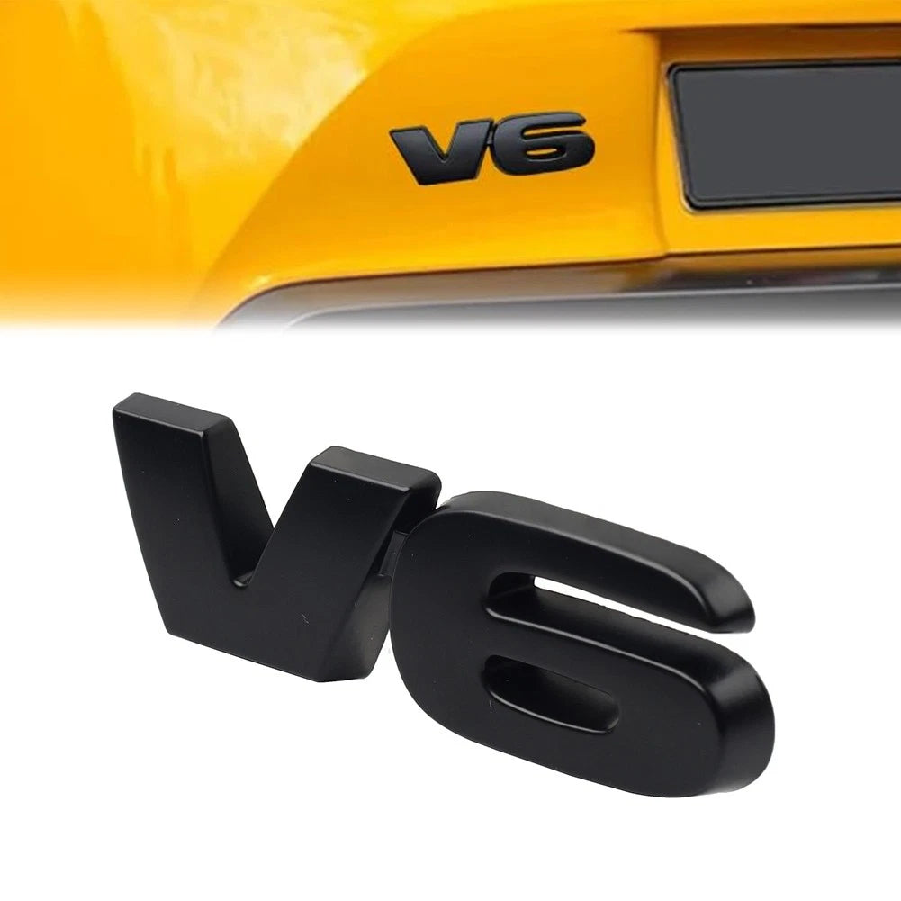 V6 Logo Metal Emblem Badge for Universal Fit Vehicles (3D)