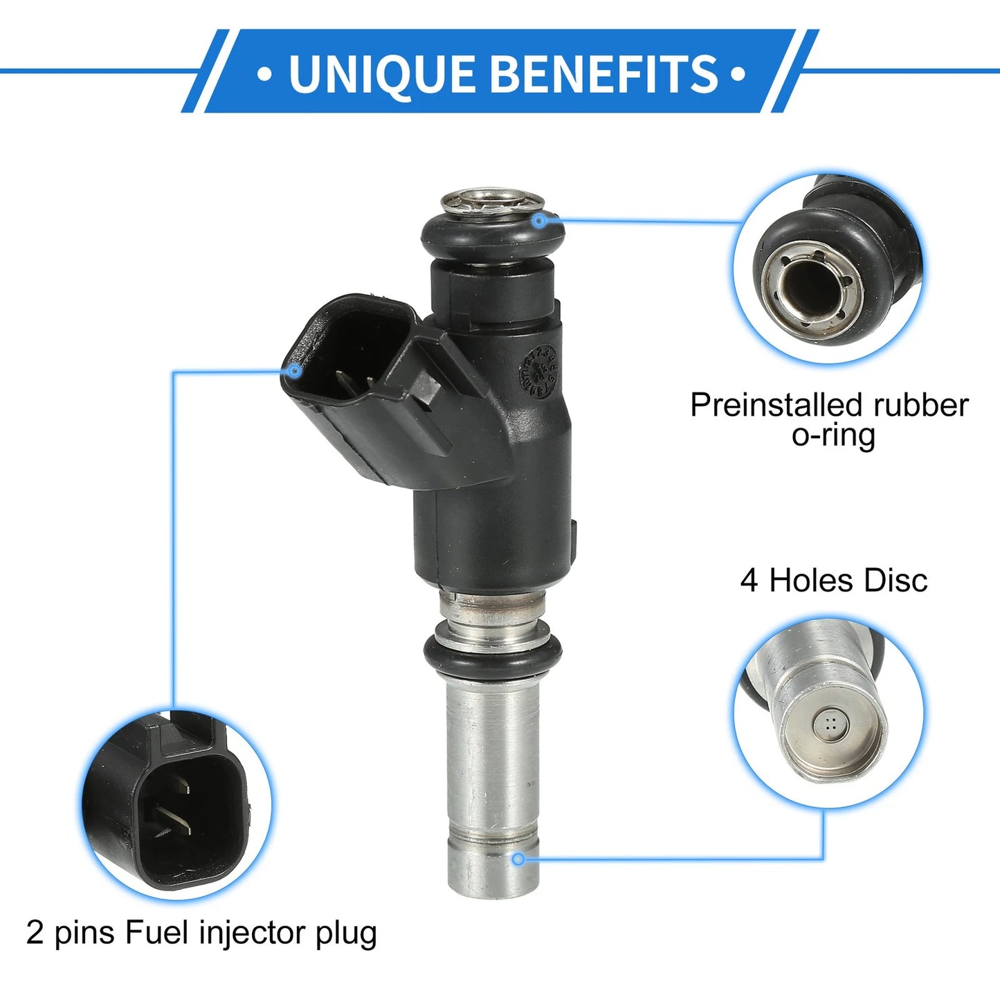 Set of 4 Fuel Injectors No. 25380933 for Chevrolet Aveo (2009–2011) 1.6L