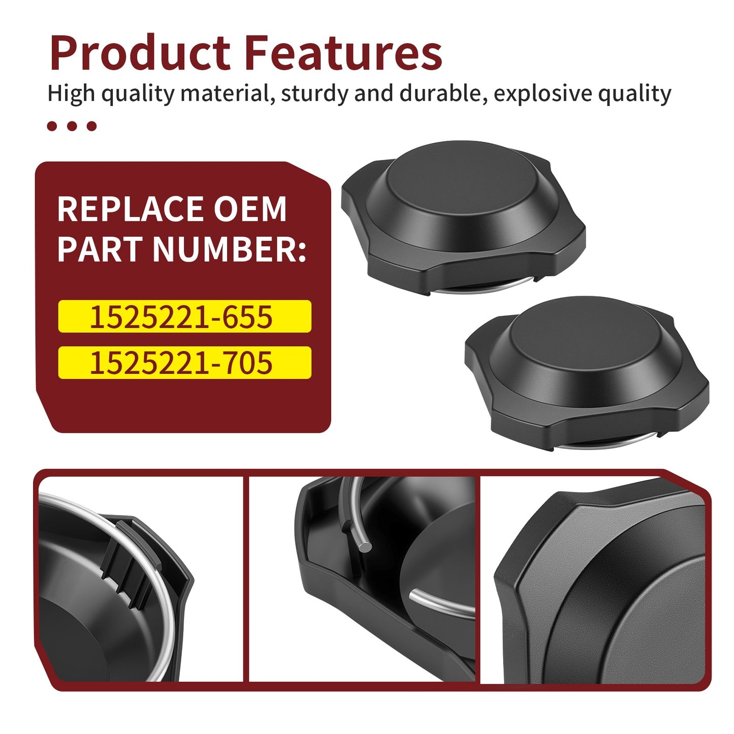 2 Center Hub Wheel Caps for Polaris RZR XP 1000 / XP 4 1000 (2024–2025)