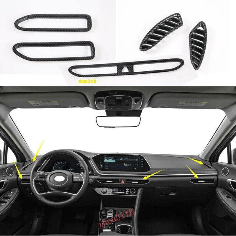 Carbon Fiber ABS Interior Cover Trim Decor 14x for Hyundai Sonata (2020–2023)