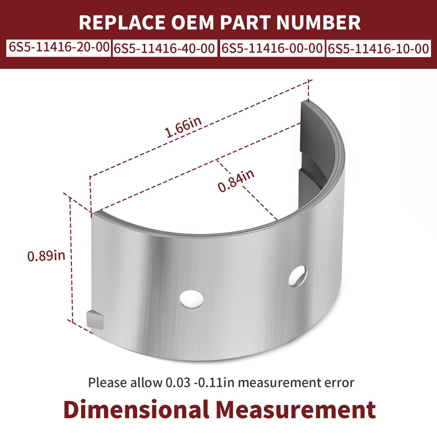 10PCS Crankshaft Main Bearings for Yamaha WaveRunner 1800 (2002–2023)