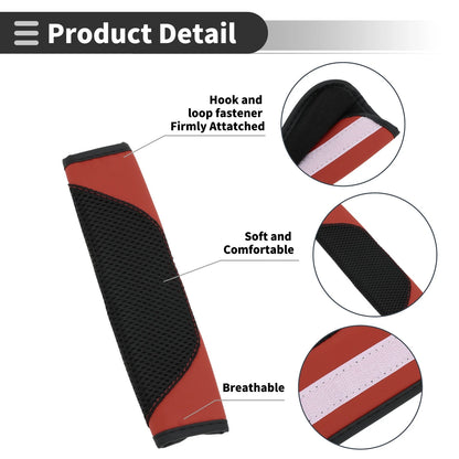 Set of 2 Red Seat Belt Cover Pads 22cm for Universal Fit