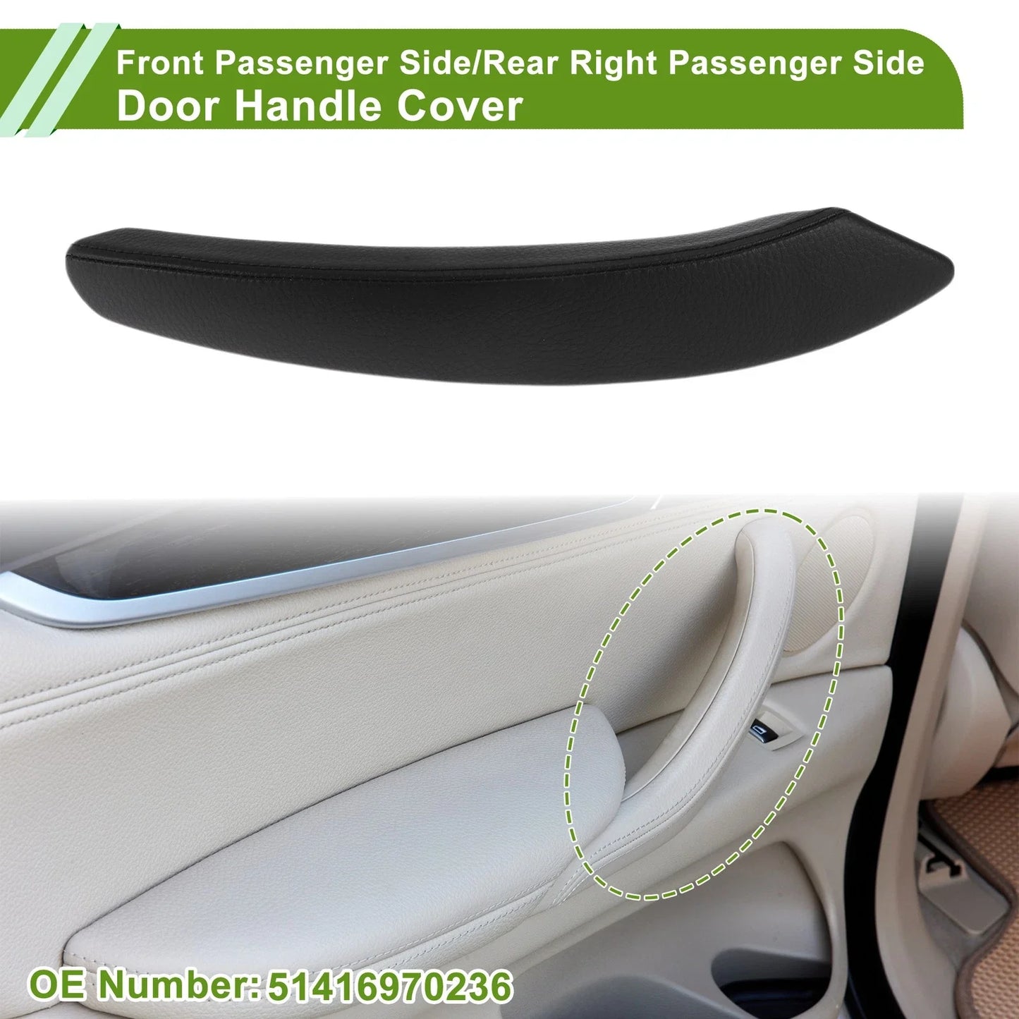 Door Panel Handle Pull Trim Cover for BMW X5 Black (2008-2013)