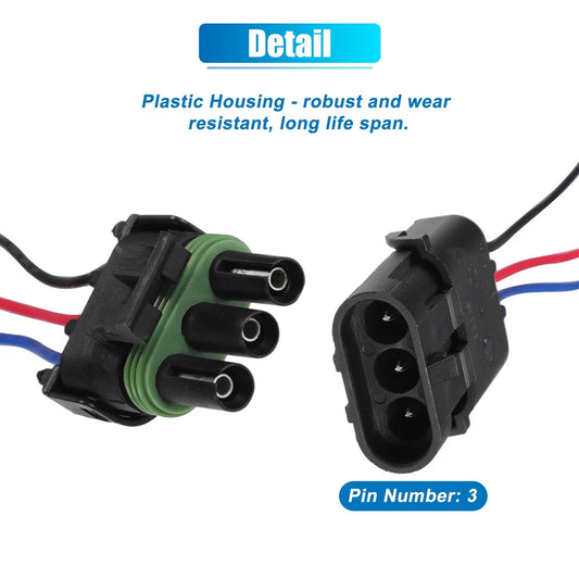 1 Set 3-Pin Male/Female Triple Shroud Connector Plug for BMW