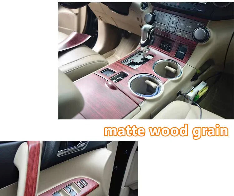 Wood Grain Carbon Console Panel Trim Cover for Toyota Highlander (2008–2013)