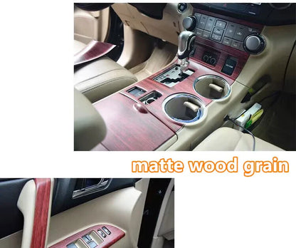 Wood Grain Carbon Console Panel Trim Cover for Toyota Highlander (2008–2013)